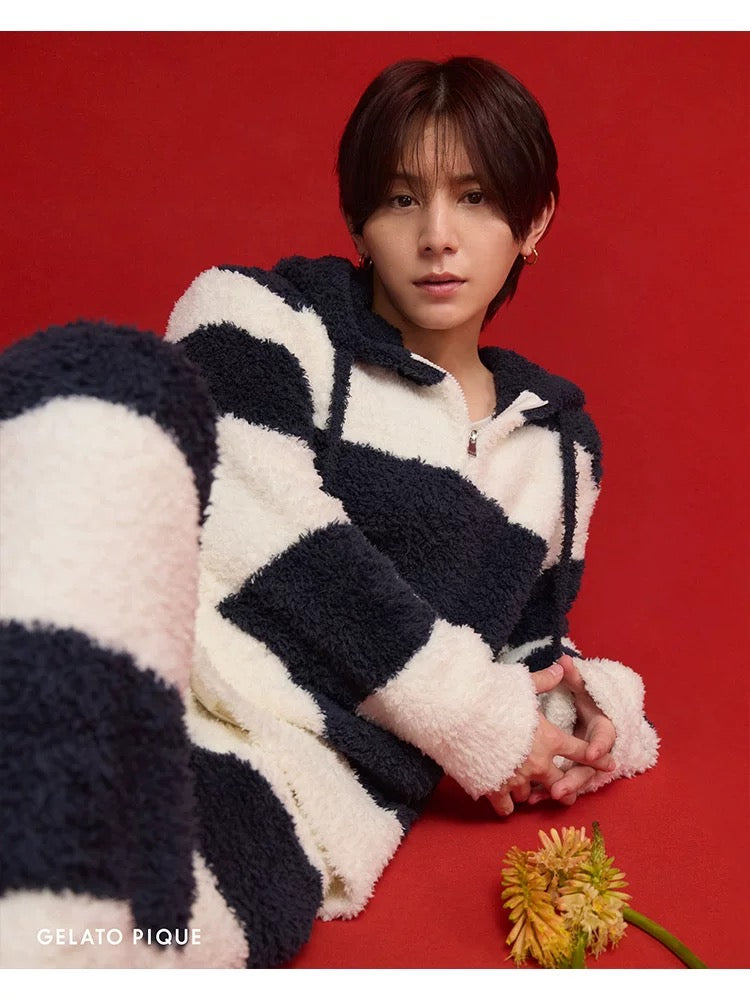 gelato pique 【山田凉介同款】25秋冬新品毛绒套装 男女同款 蓝白条