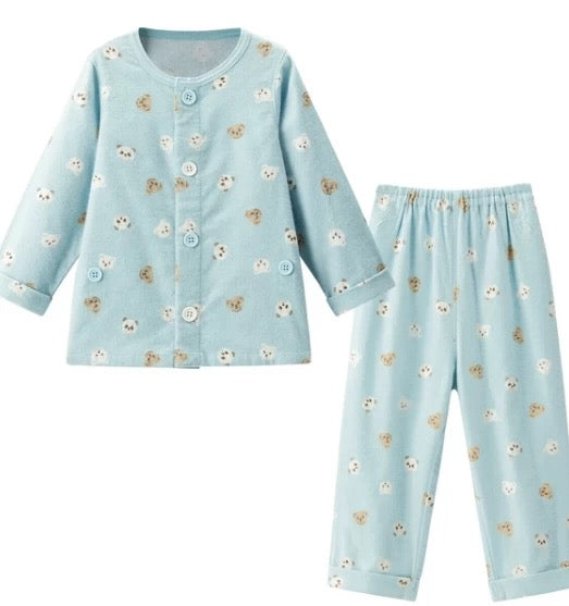 日本 combimini  2025秋冬季 磨毛小熊家居服套装