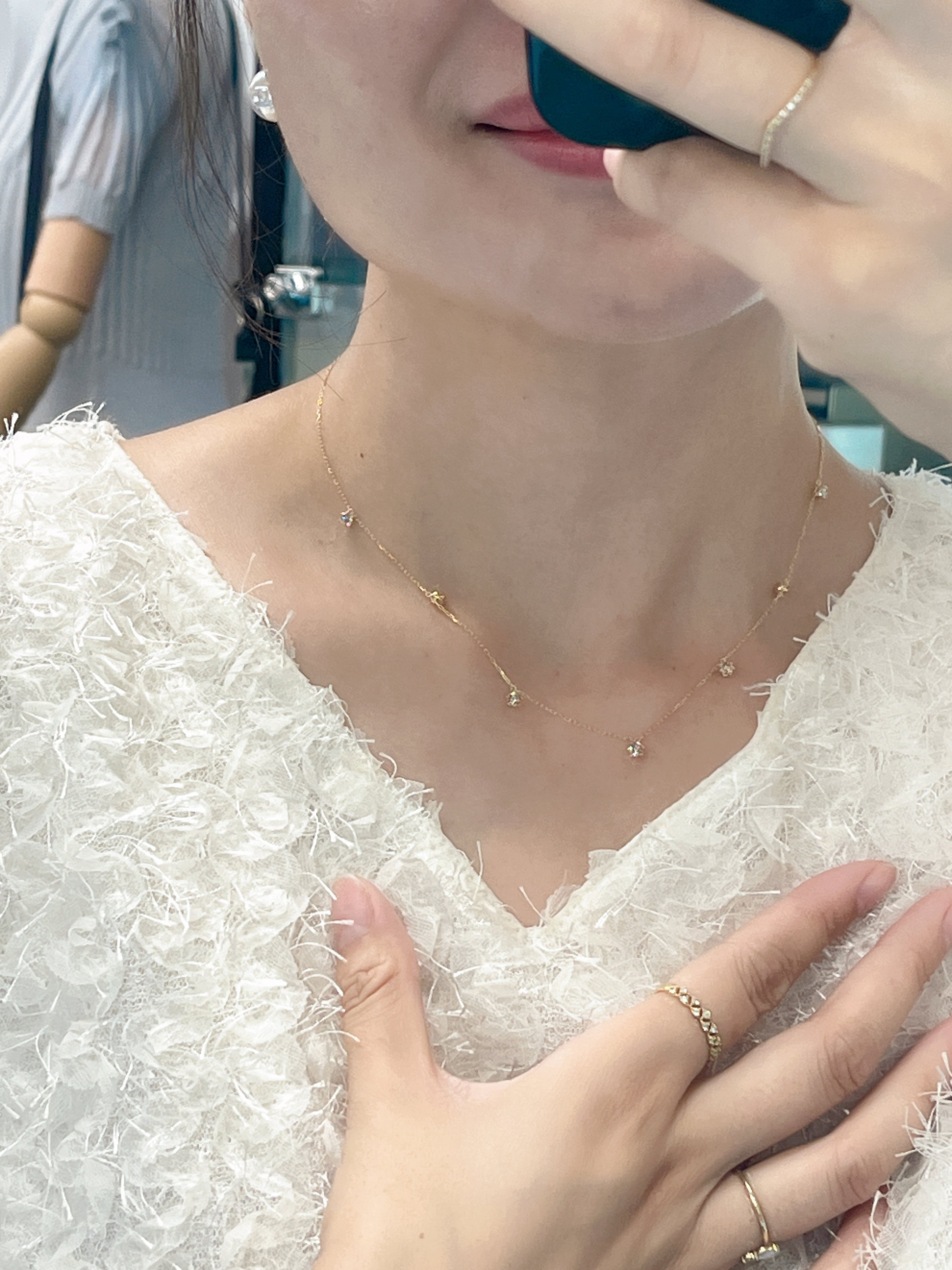 #RZ1022，钻石项链满天星款 1.00ct  长45cm 抽拉扣