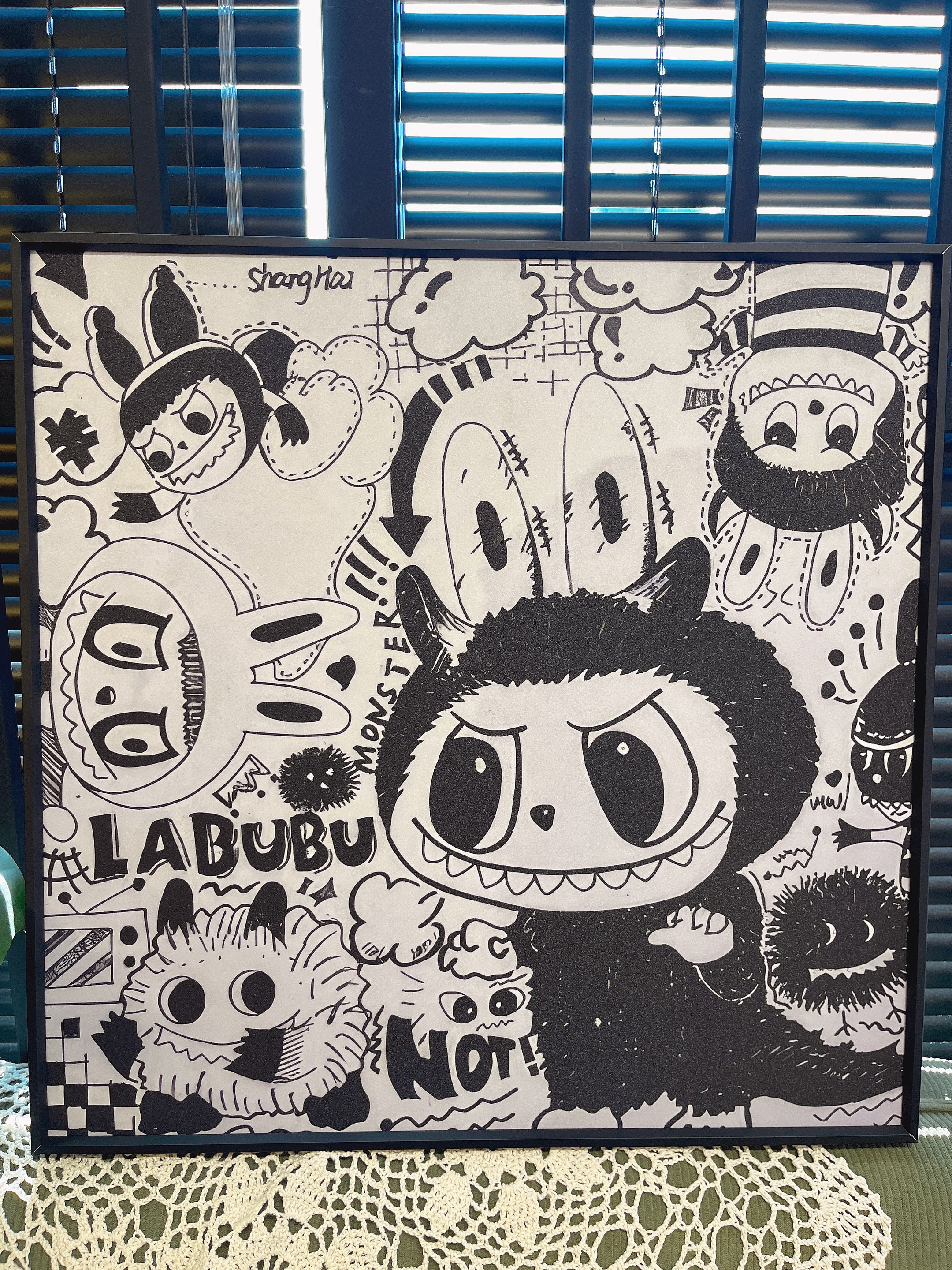 【画】Labubu小众高级感涂鸦画 尺寸50.5*50.5cm