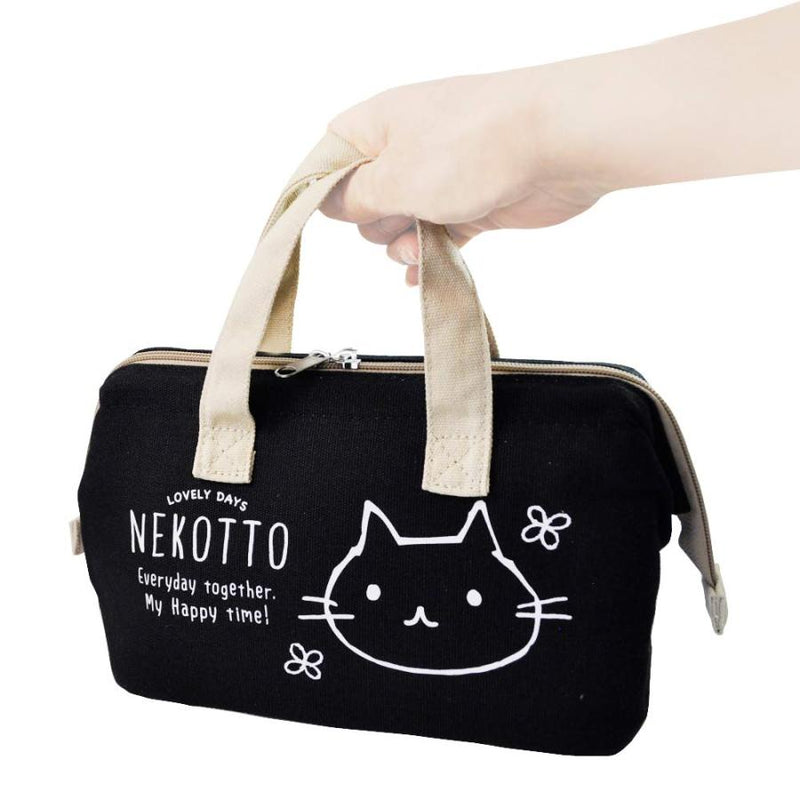 日本 mekotto 黑猫帆布便当袋