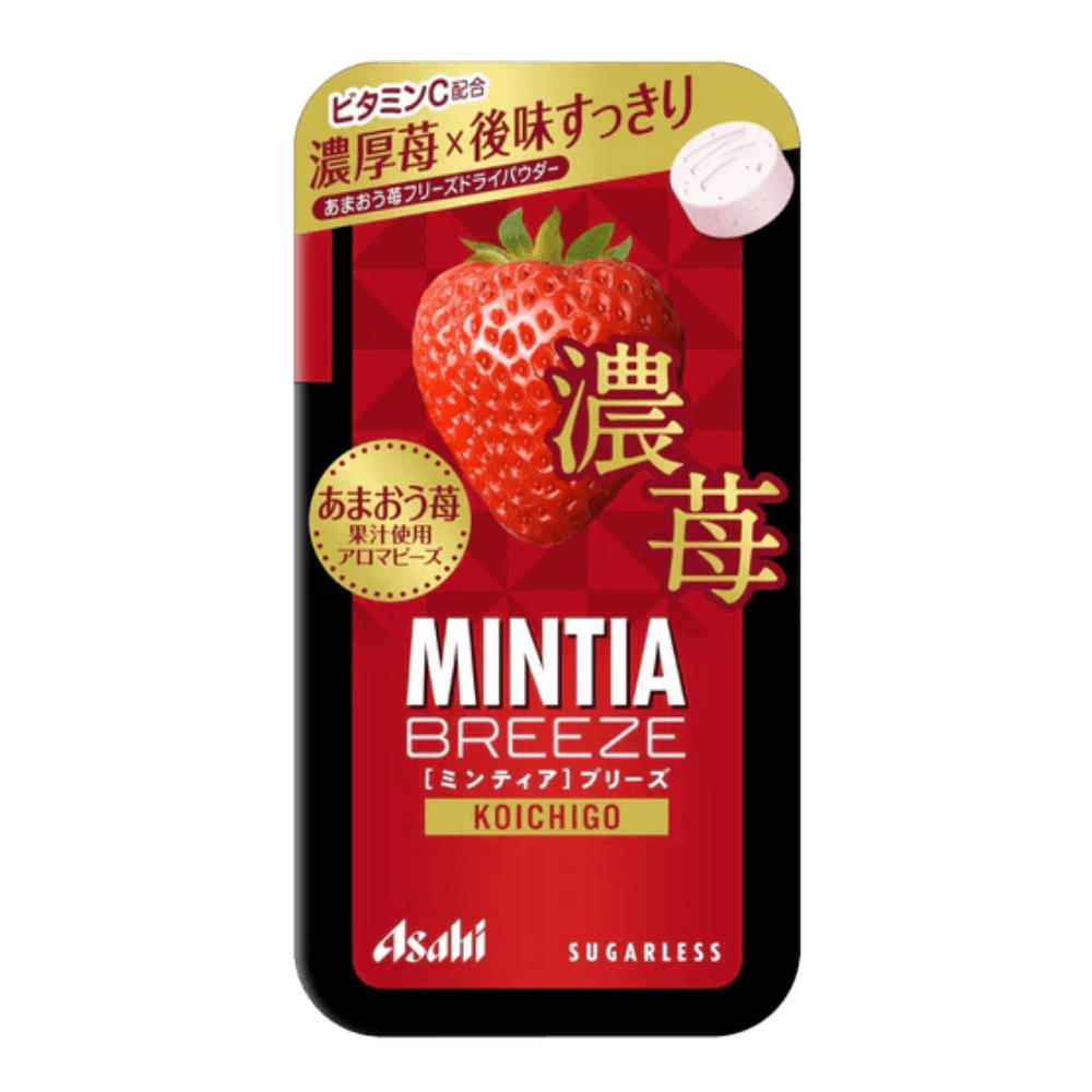 MINTIA BREEZE Rich Strawberry Flavor Large Grains Mint Candy 朝日大号水果薄荷糖 浓郁草莓味 30粒 （5/2027）