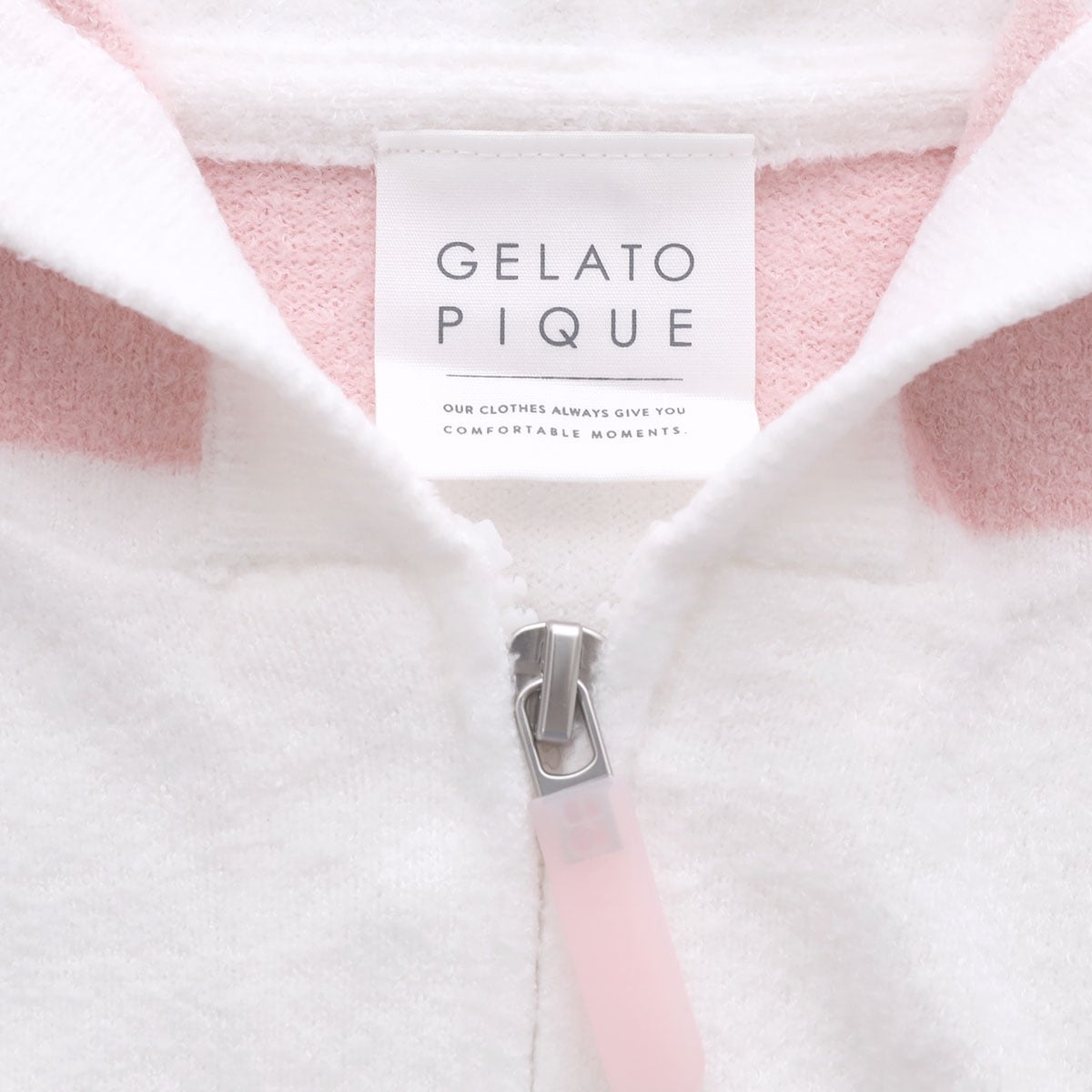 gelato pique Ice Cream Series Zip Hoodies 26冰淇淋系列 毛绒绒拉链连帽居家服 粉白条纹上衣  均码 超软糯质感