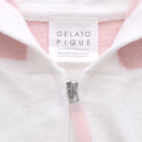 gelato pique  26春季新品 毛绒绒拉链连帽居家服 粉白条纹上衣  均码 超软糯质感