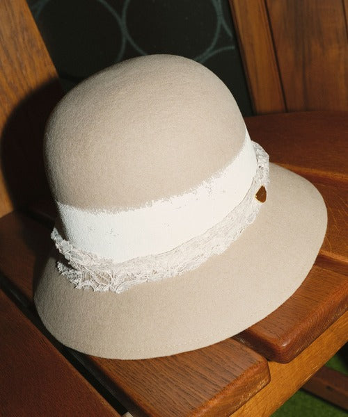 日本CA4LA  蕾丝丝带渔夫帽 均码 Beige