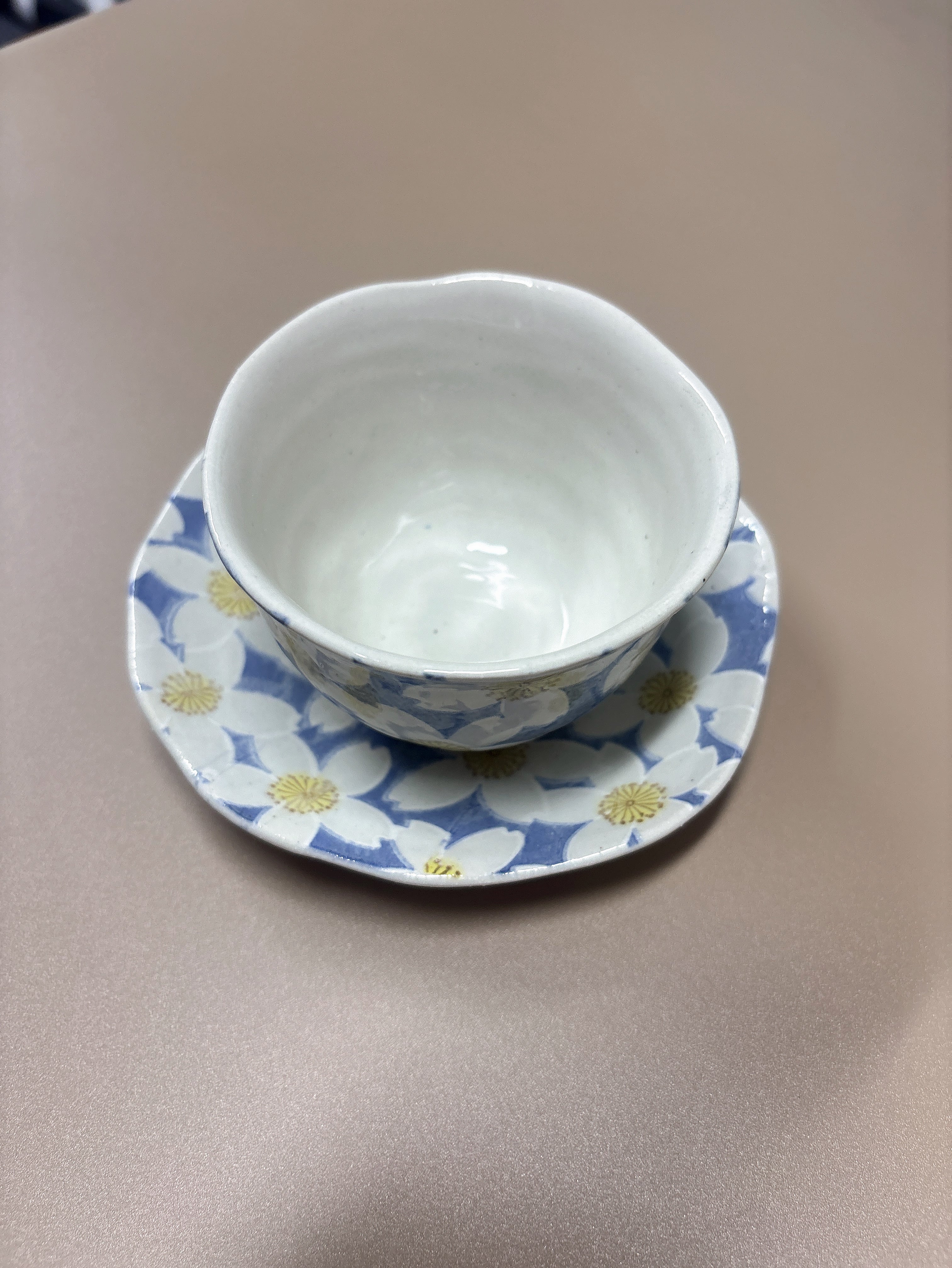 日本 濑户烧繁花手绘 手作釉下彩绘陶瓷花卉 茶杯碟子咖啡杯三件套50240