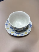 日本 濑户烧繁花手绘 手作釉下彩绘陶瓷花卉 茶杯碟子咖啡杯三件套50240