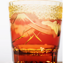 日本Yamada山田硝子 江户切子  山下白雨系列 威士忌杯 琥珀金赤色 约260ml