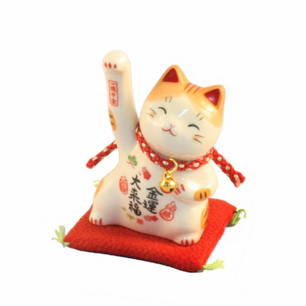 日本 薬師窯 招财猫 彩绘必胜 金运招财猫 小号 H7.5×W5×D5cm