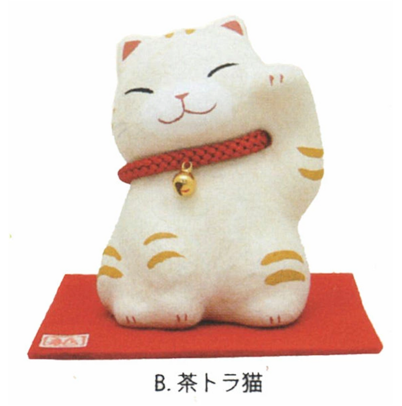 日本 薬師窯 和纸材质 招财猫摆件 茶卜猫  H9cm×W9cm×D9cm 6-434B