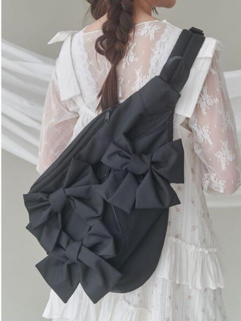 日本 限量 merryjenny蝴蝶结背包 黑色