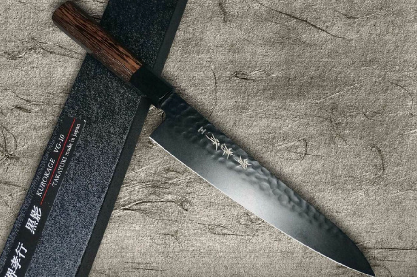 日本堺孝行 VG10大马士格纹不锈钢软钢防锈 黑影和牛刀 21cm（擅长处理精细肉类）