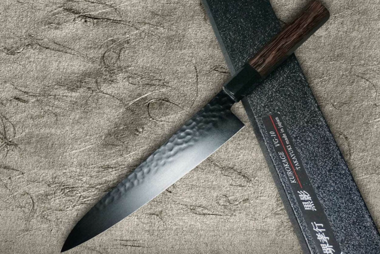 日本堺孝行 VG10大马士格纹不锈钢软钢防锈 黑影和牛刀 21cm（擅长处理精细肉类）