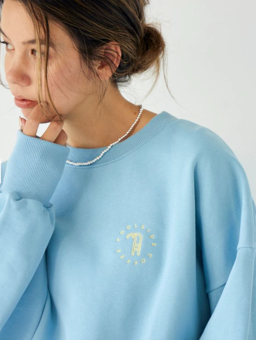 日本ungrid秋季新品 静谧蓝刺绣卫衣 均码