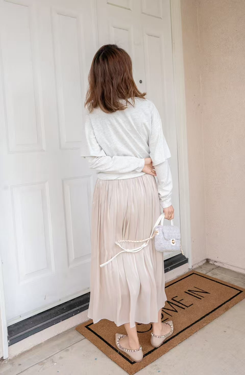【Riko's collection】法式风格 美丝光感松紧腰 半身裙
