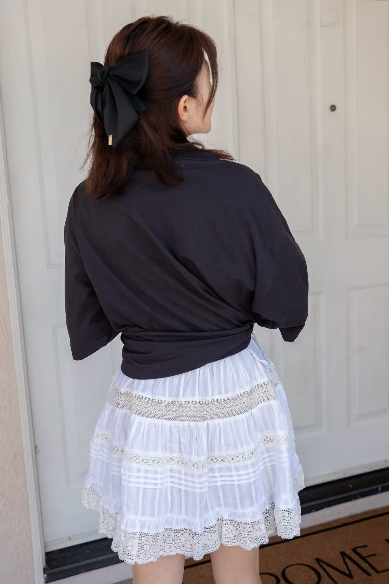 日本magby c 夏季新品 花束字母 个性 T恤 短袖 黑白两色入