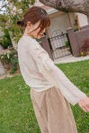 【Riko's collection】法式慵懒复古风刺绣圆领衬衫