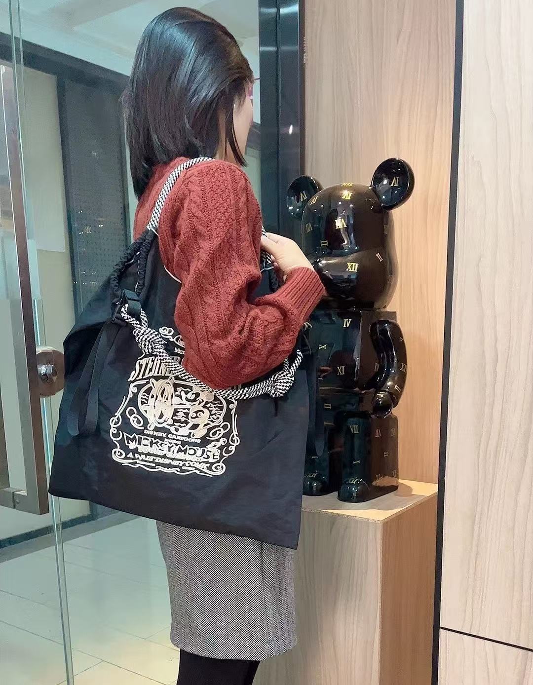 日本 ball&chain 购物袋 黑金米奇图案 L码