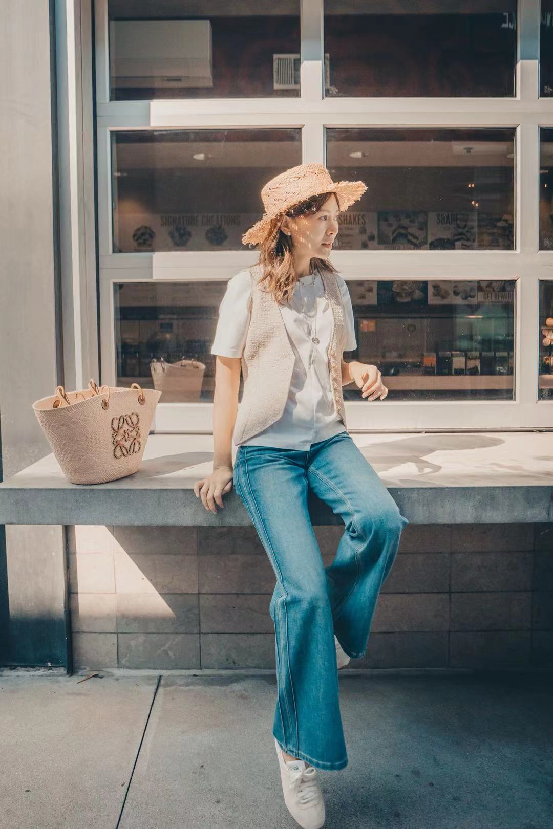 日本CA4LA  春夏氛围感 拉菲草镂空编织草帽 均码 natural