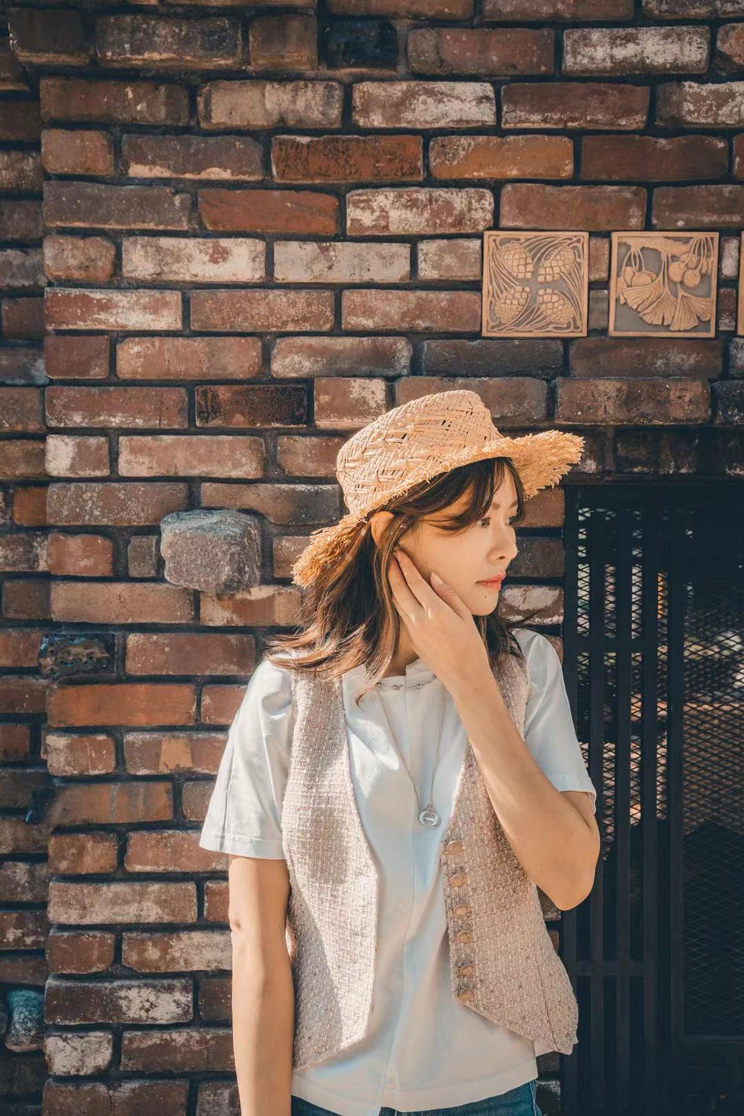 日本CA4LA  春夏氛围感 拉菲草镂空编织草帽 均码 natural