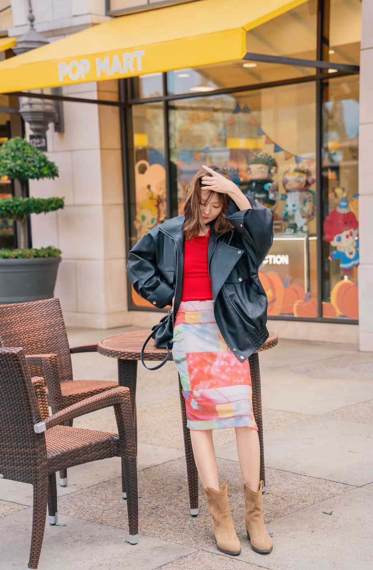 【Riko's collection】度假风拼图网纱印花中长半身裙