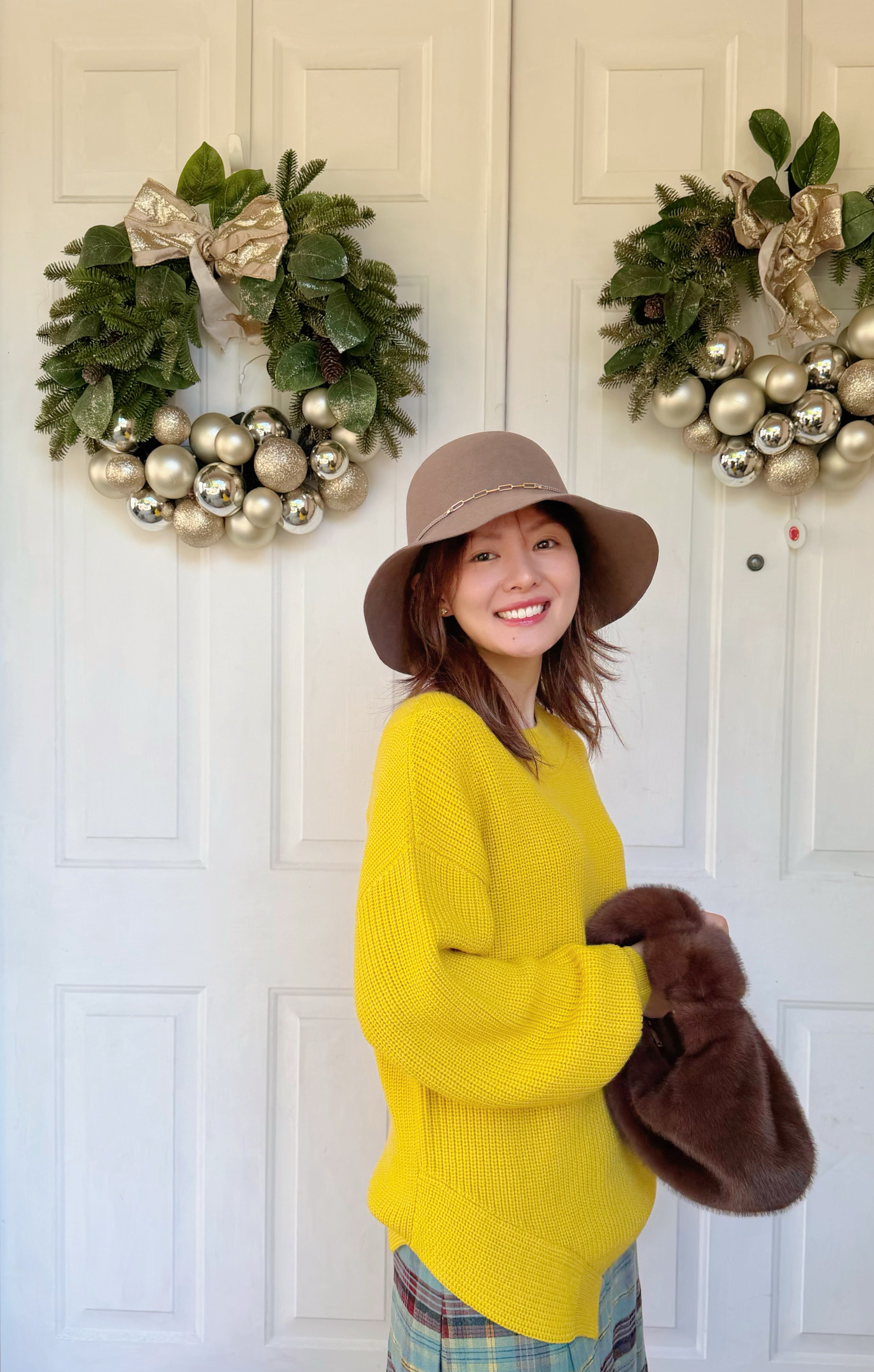 【Riko's collection】暖黄色一字肩不规则下摆绵羊毛毛衣