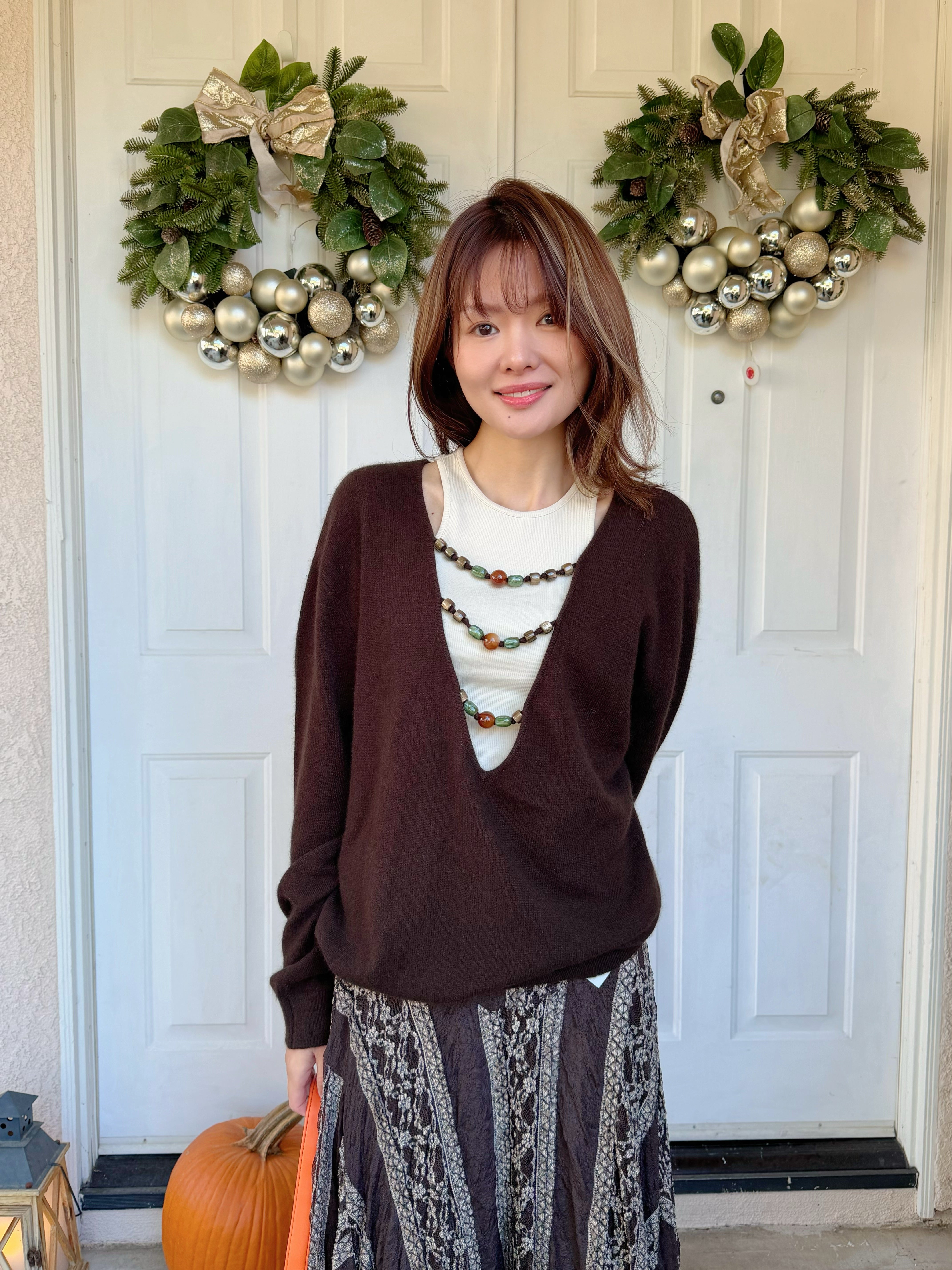 【Riko's collection】前后两穿 琉璃串珠兔绒羊毛毛衣带背心 均码