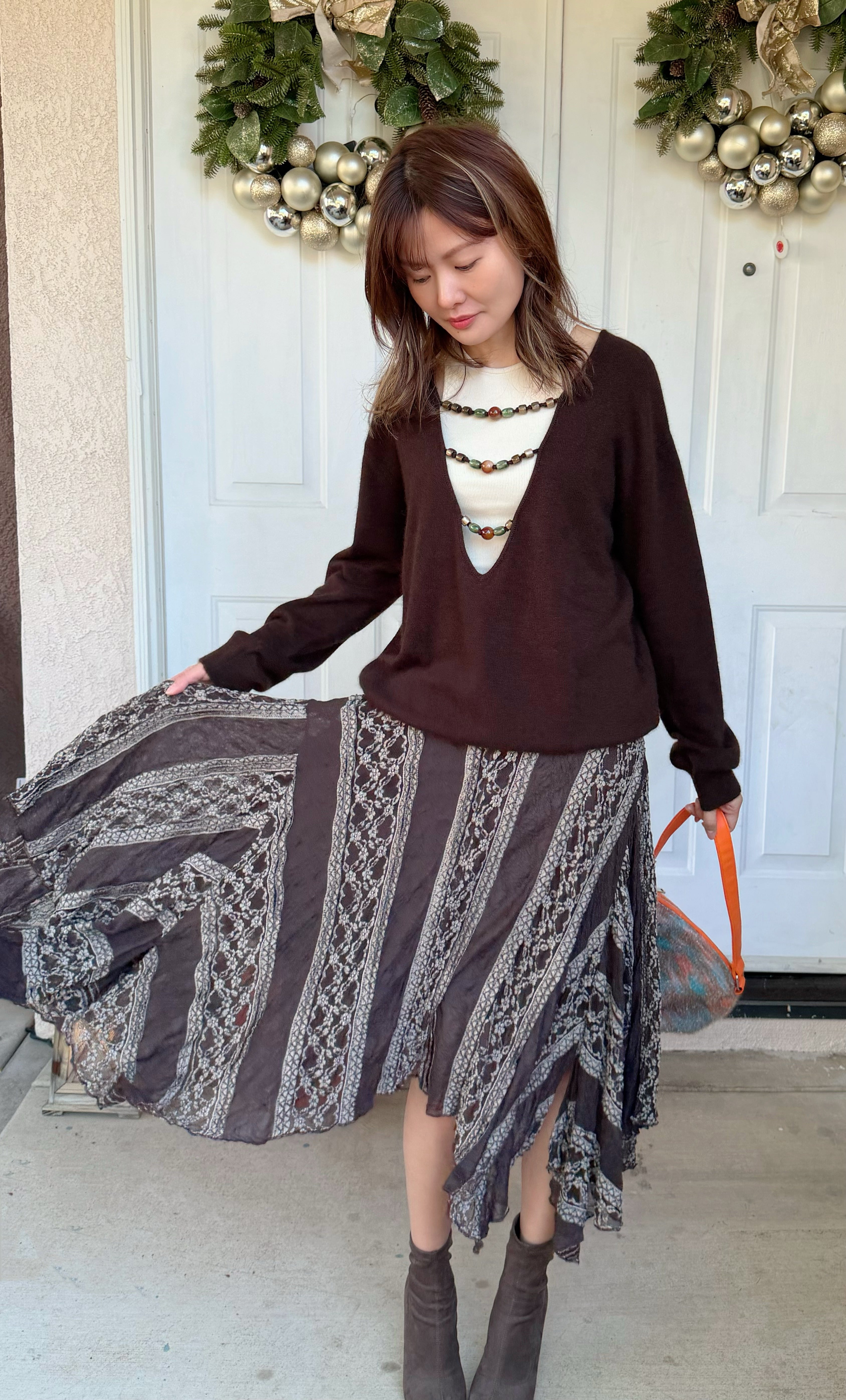 【Riko's collection】前后两穿 琉璃串珠兔绒羊毛毛衣带背心 均码