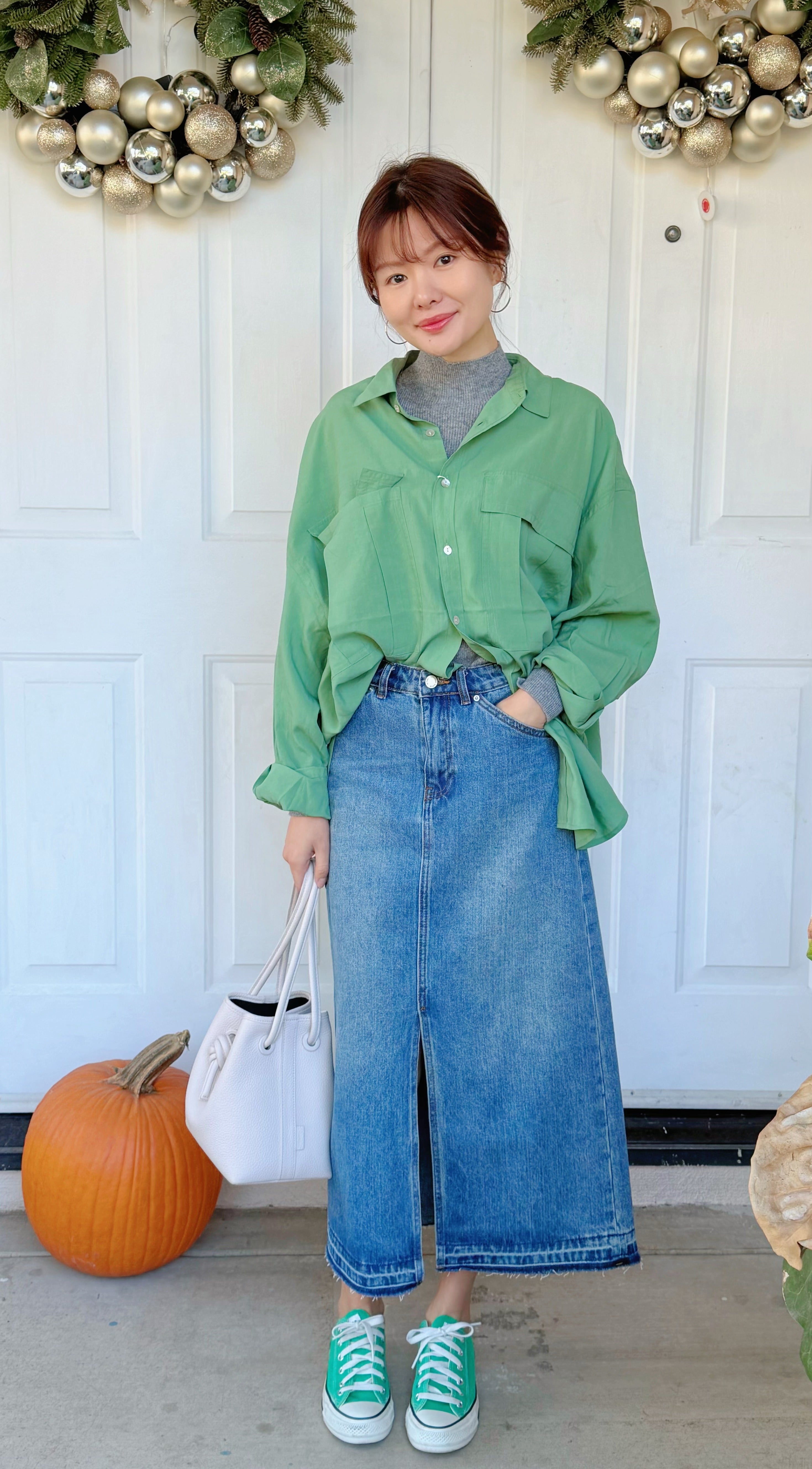 日本ungrid秋季新品 慵懒风 oversize 大口袋落肩长袖衬衫 均码