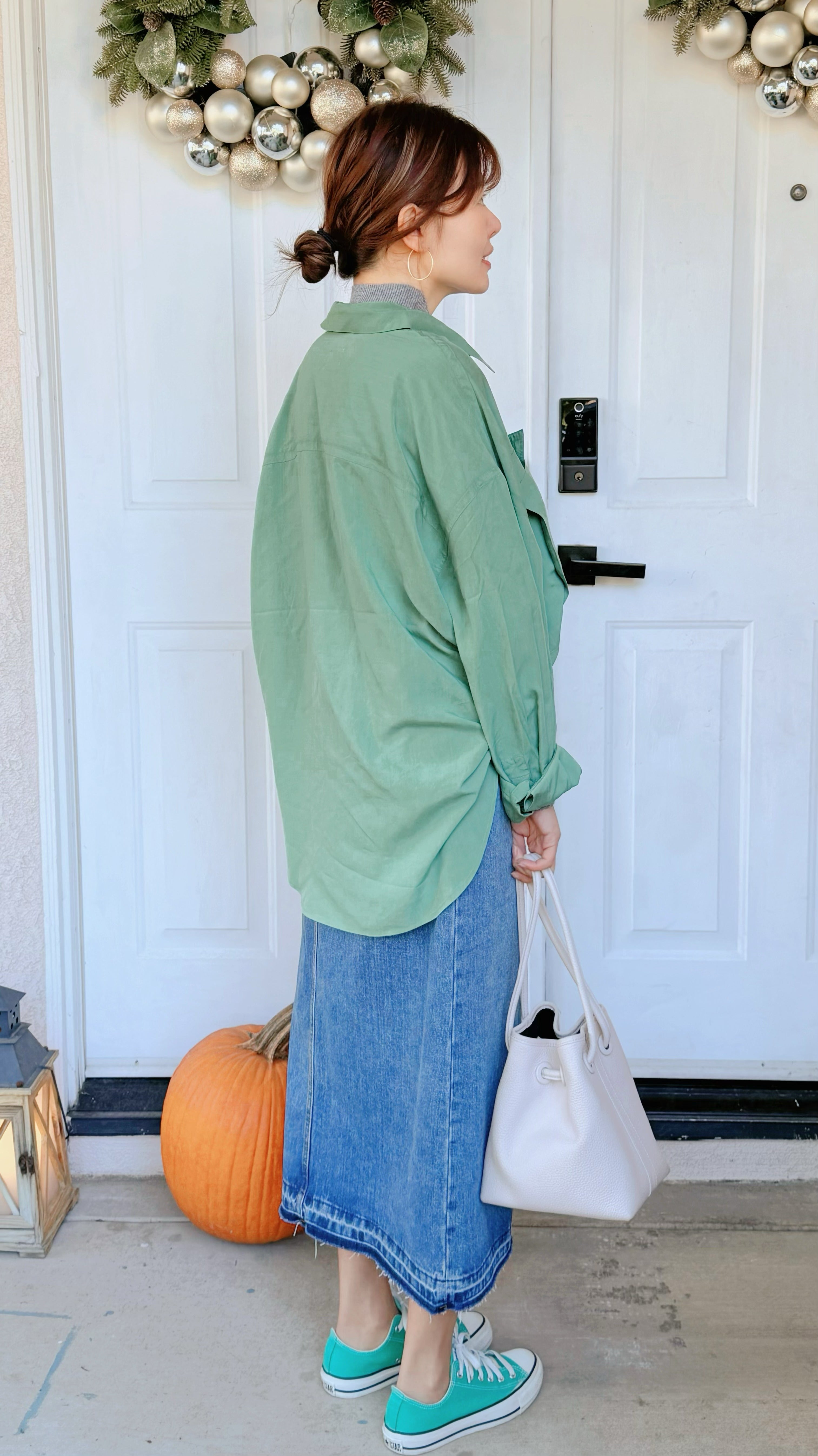 日本ungrid秋季新品 慵懒风 oversize 大口袋落肩长袖衬衫 均码