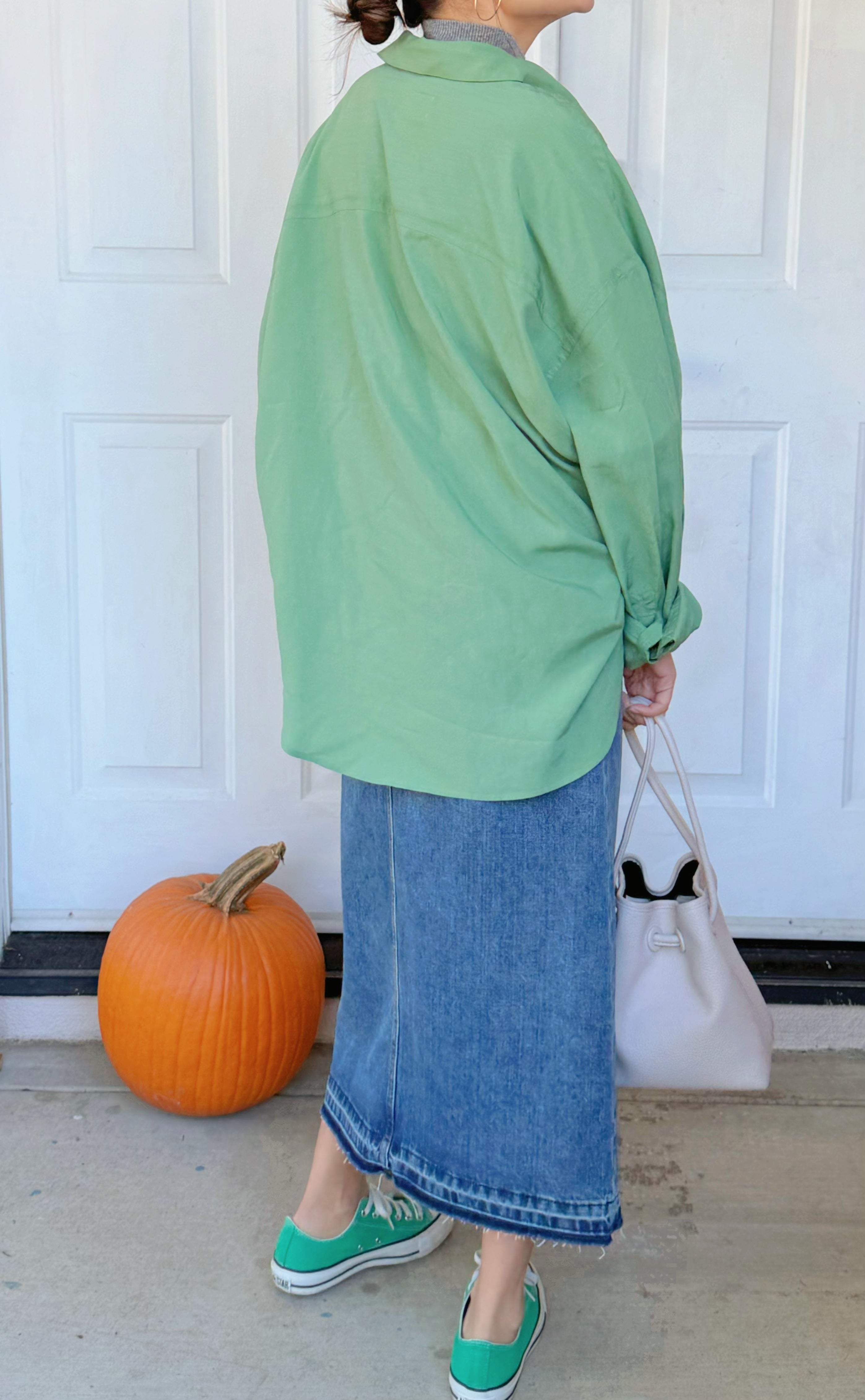 【Riko's collection】高腰显瘦 前开叉毛须边牛仔半身裙