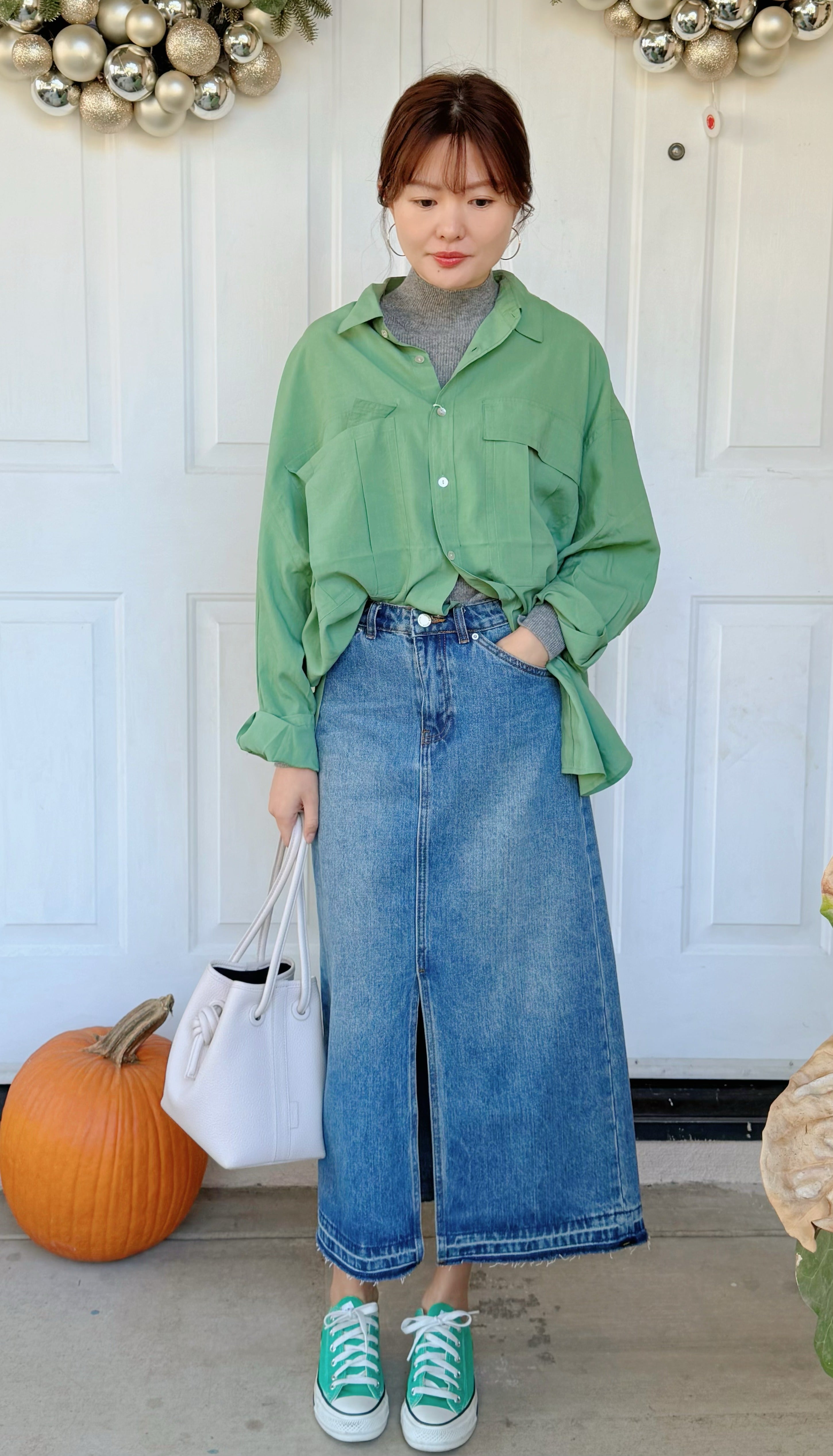 日本ungrid秋季新品 慵懒风 oversize 大口袋落肩长袖衬衫 均码