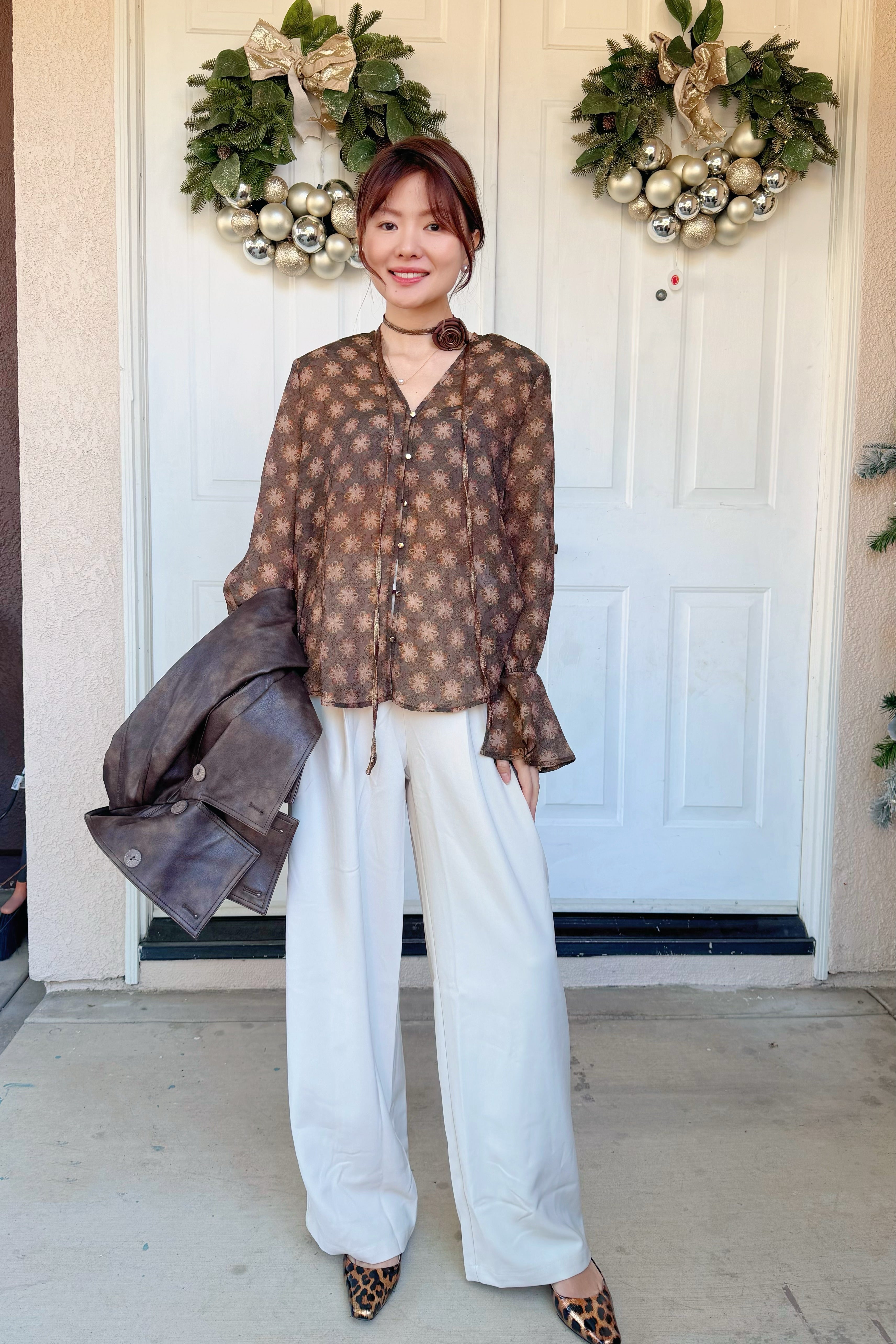 【Riko's collection】百搭气质款腰袢辫子设计奶白长裤