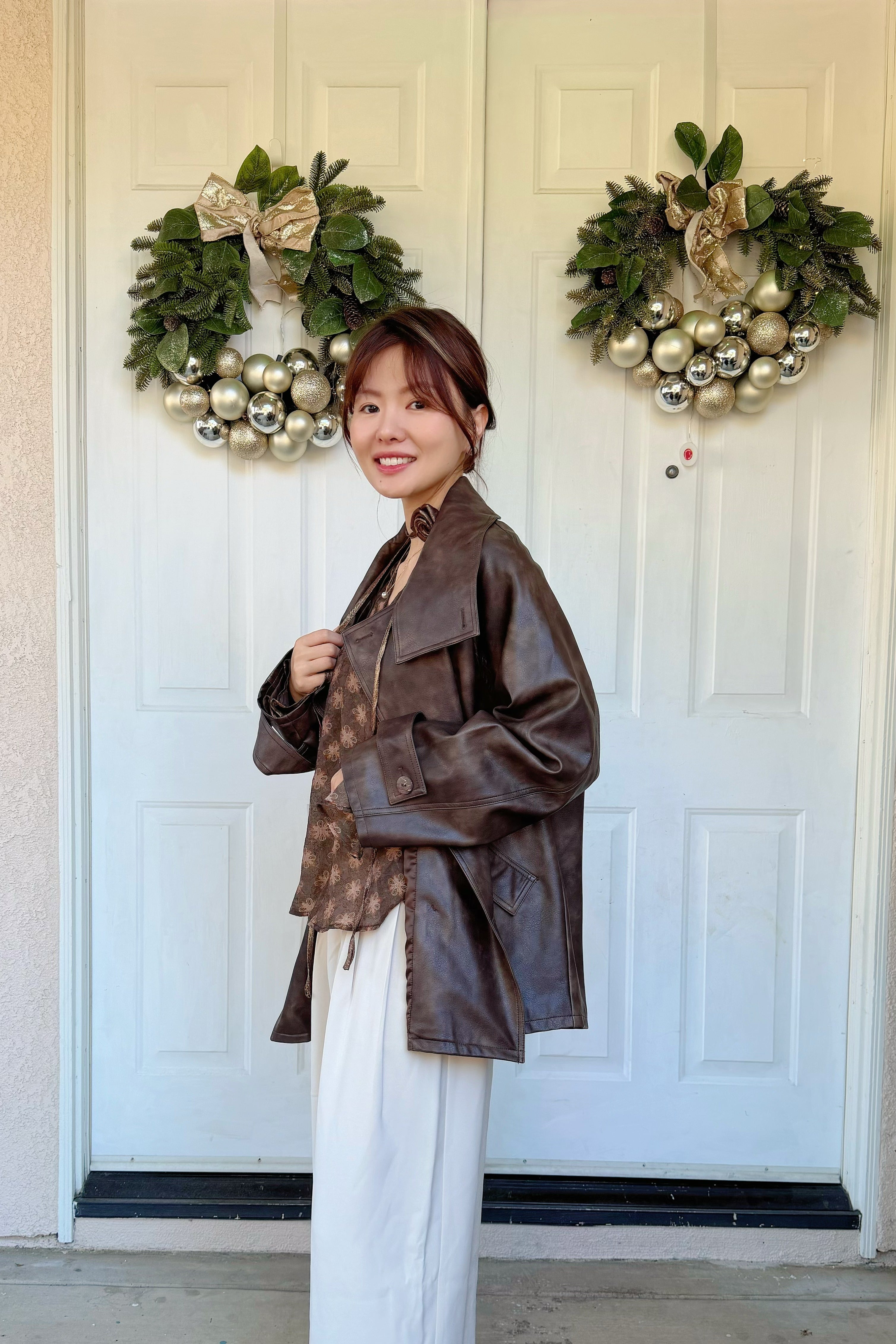 【Riko's collection】百搭气质款腰袢辫子设计奶白长裤