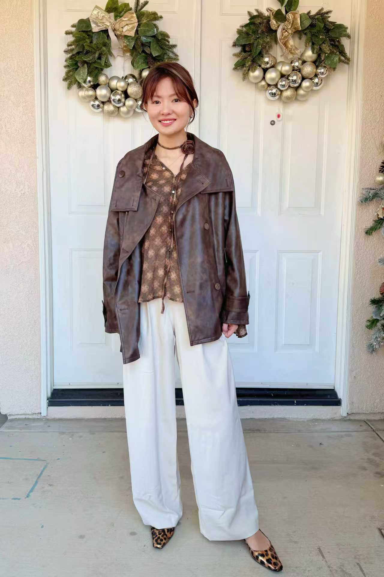 【Riko's collection】百搭气质款腰袢辫子设计奶白长裤