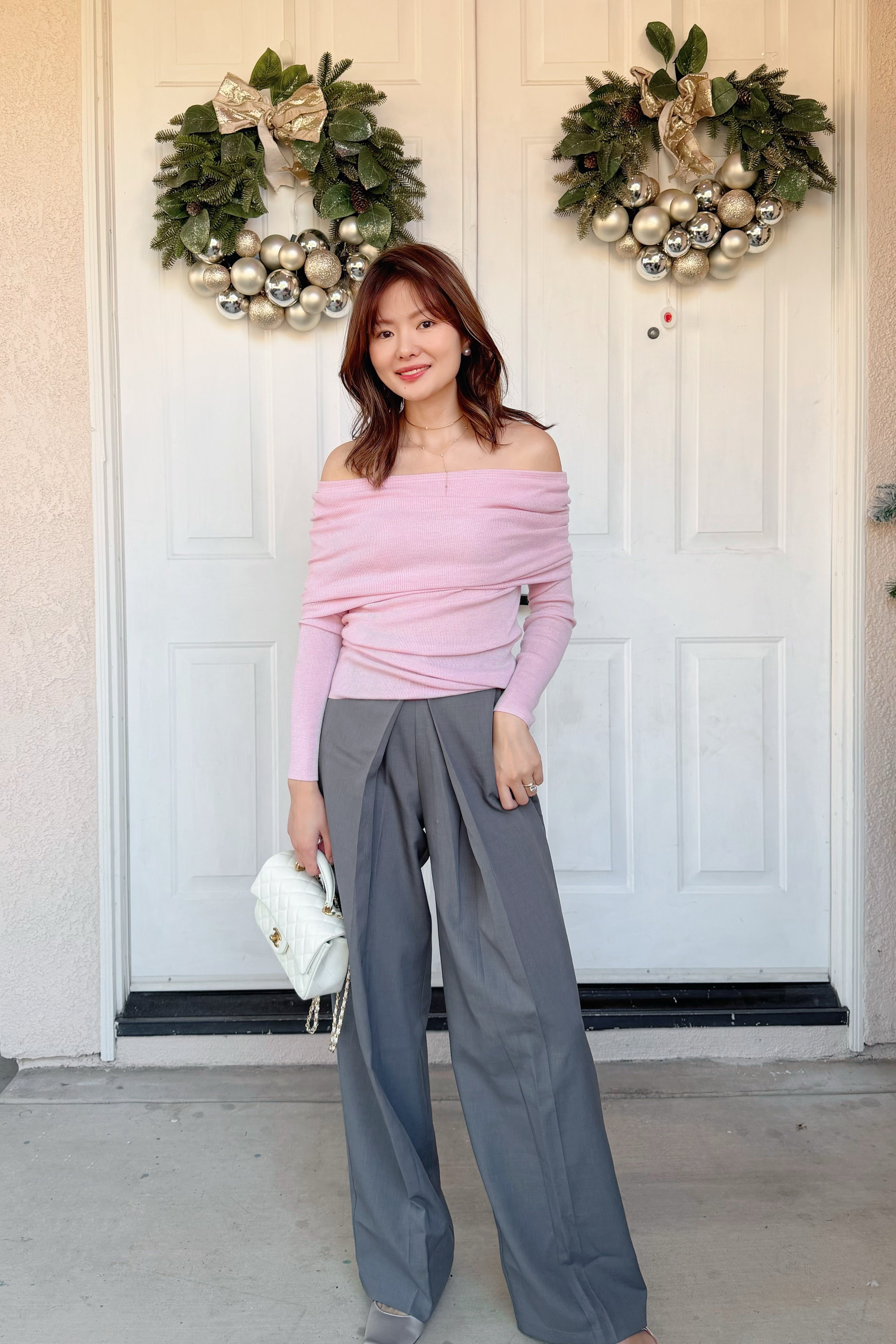 【Riko's collection】显瘦修饰腿型长裤西装裤灰色加长款（裤长105-110，腰围73）