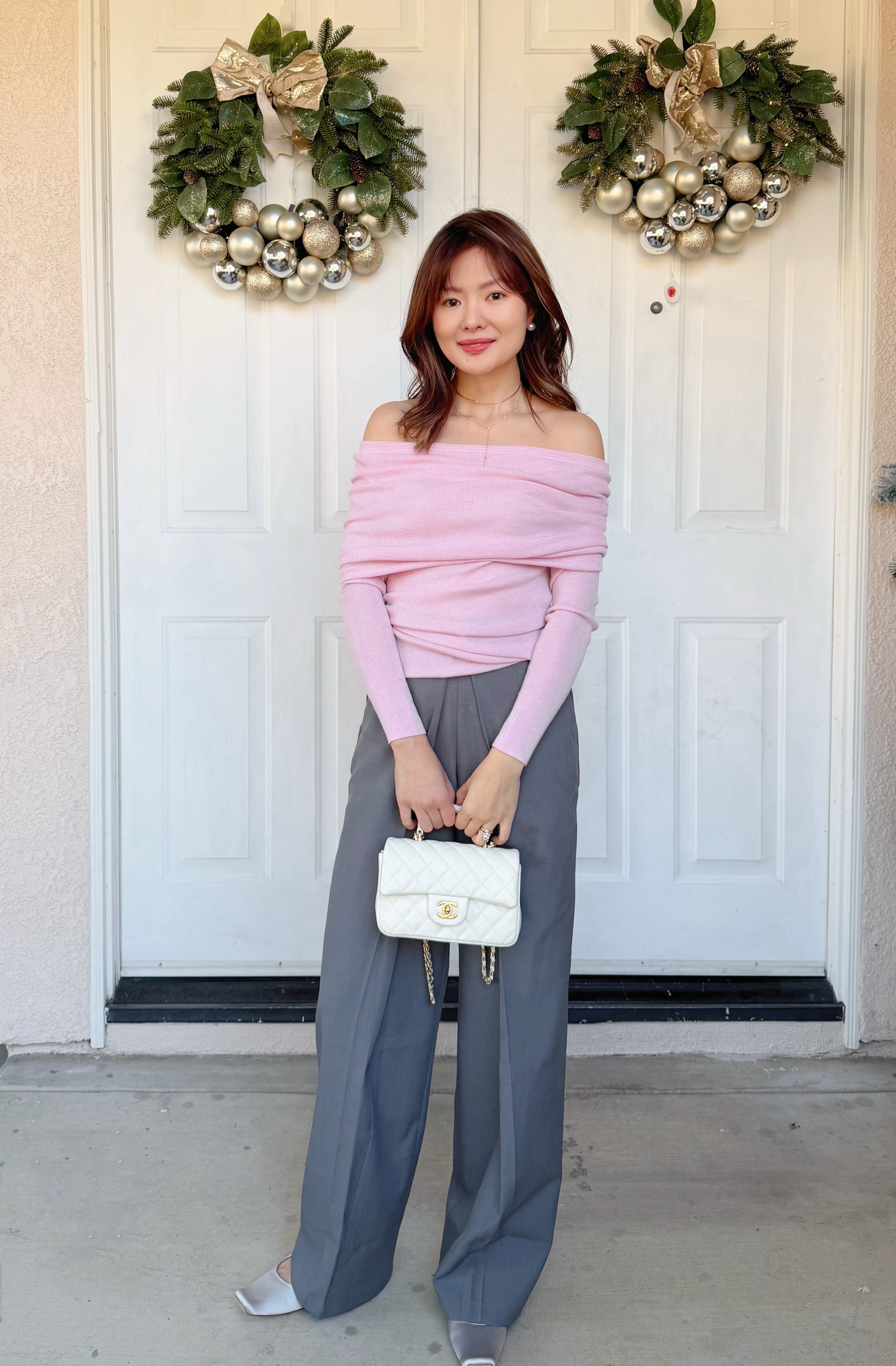 【Riko's collection】显瘦修饰腿型长裤西装裤灰色加长款（裤长105-110，腰围73）