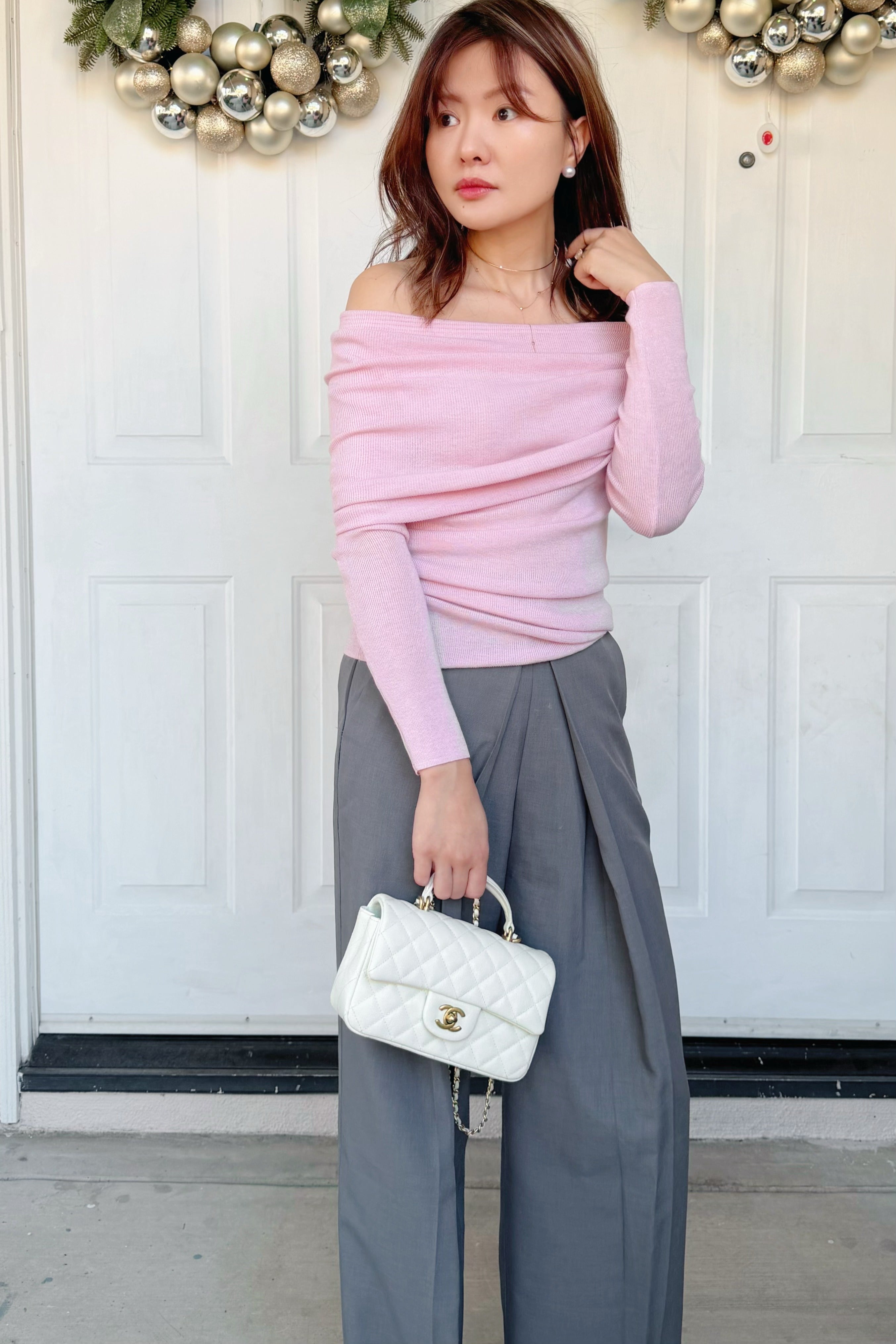 【Riko's collection】显瘦修饰腿型长裤西装裤灰色加长款（裤长105-110，腰围73）