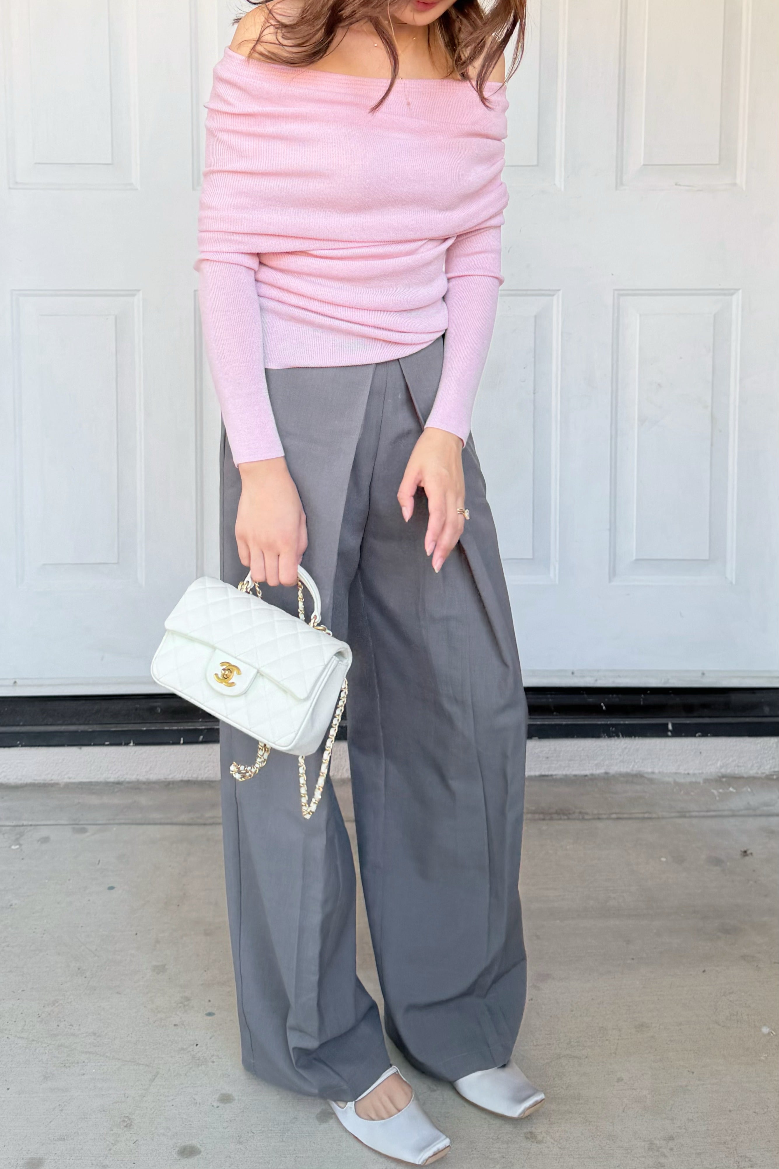 【Riko's collection】显瘦修饰腿型长裤西装裤灰色加长款（裤长105-110，腰围73）