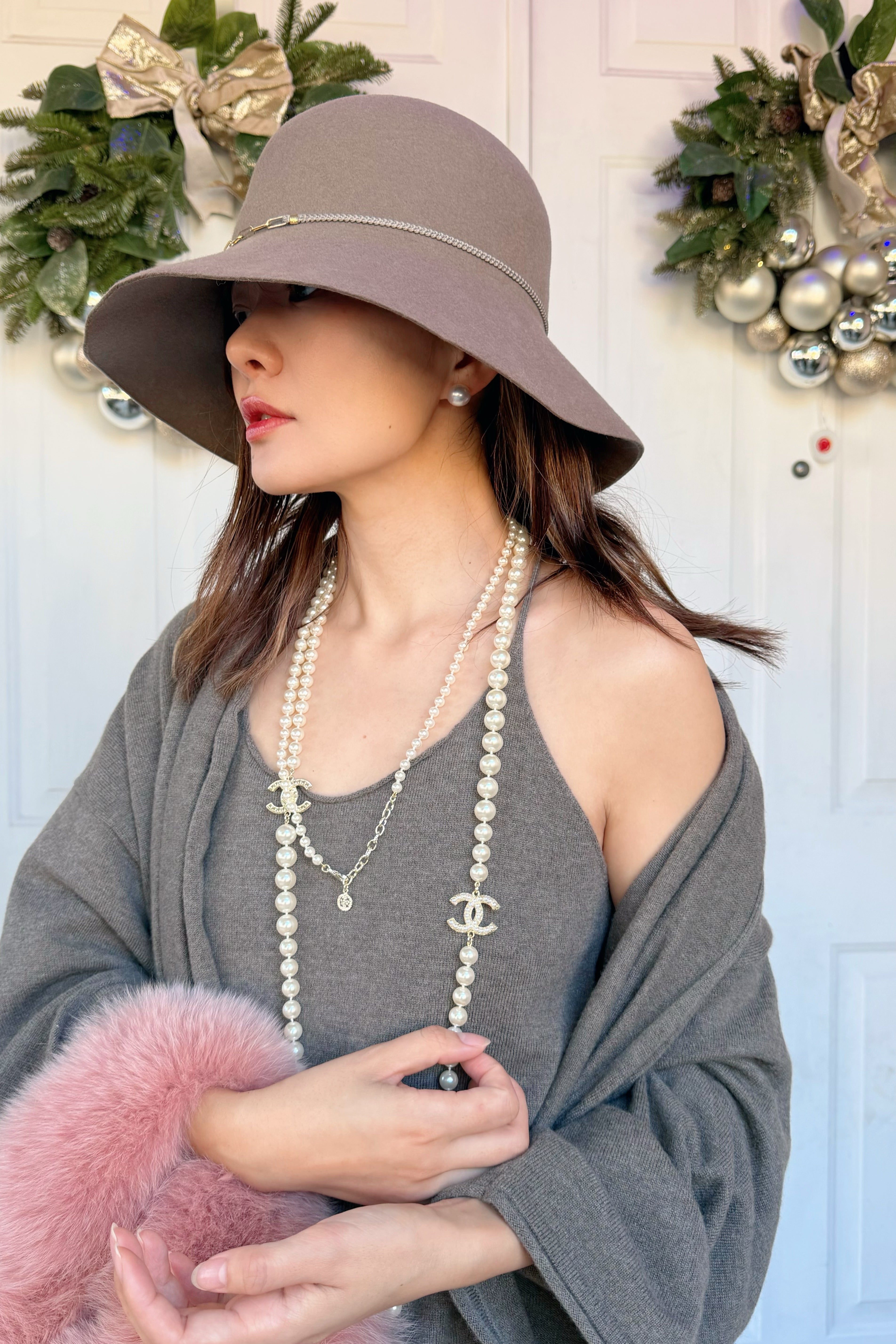 【Riko's collection】纯羊毛慵懒风卷边针织开衫吊带半裙三件套（105斤左右）