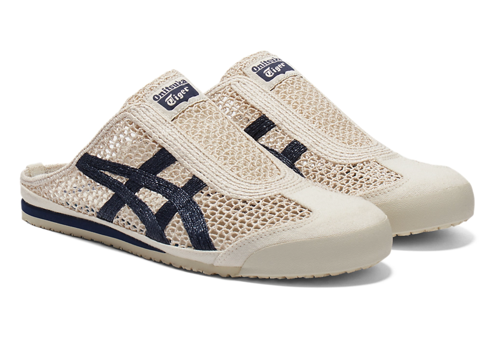 Onitsuka Tiger Mexico 66 Sabot White&Navy 鬼冢虎 墨西哥66网眼拖鞋 珍珠白+藏青