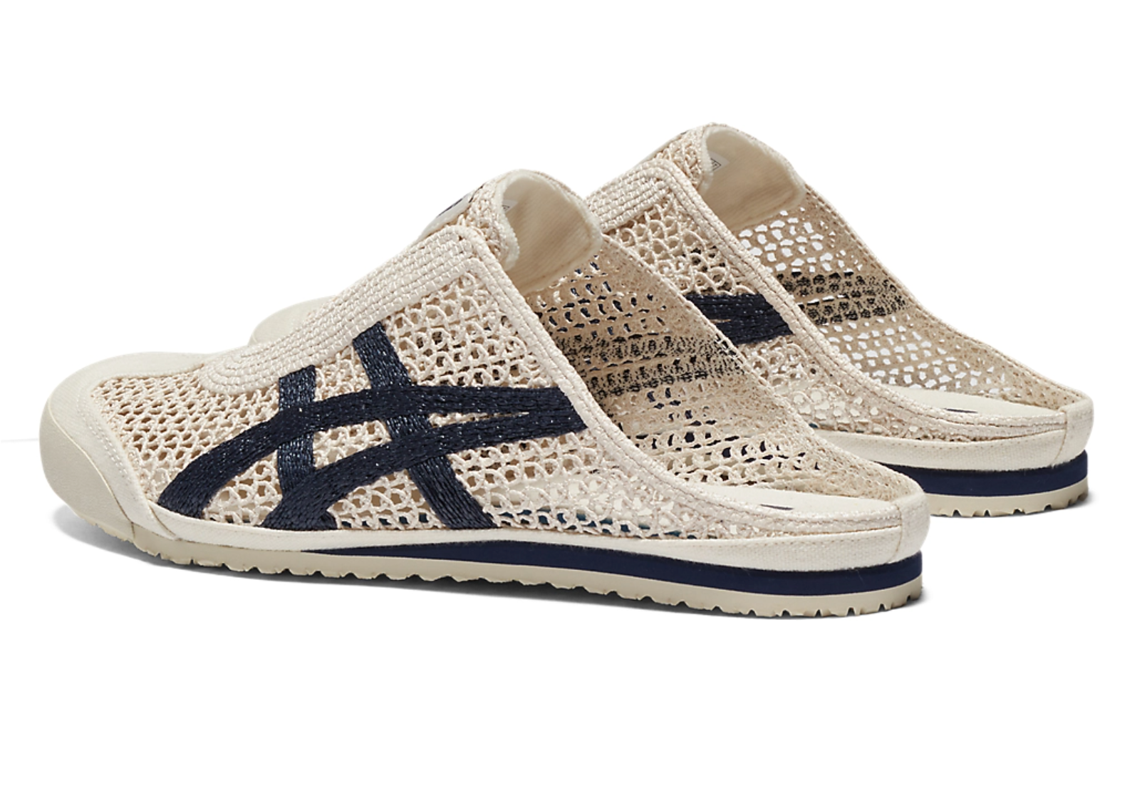 Onitsuka Tiger Mexico 66 Sabot White&Navy 鬼冢虎 墨西哥66网眼拖鞋 珍珠白+藏青