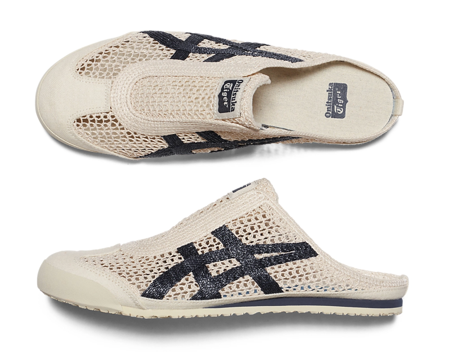 Onitsuka Tiger Mexico 66 Sabot White&Navy 鬼冢虎 墨西哥66网眼拖鞋 珍珠白+藏青