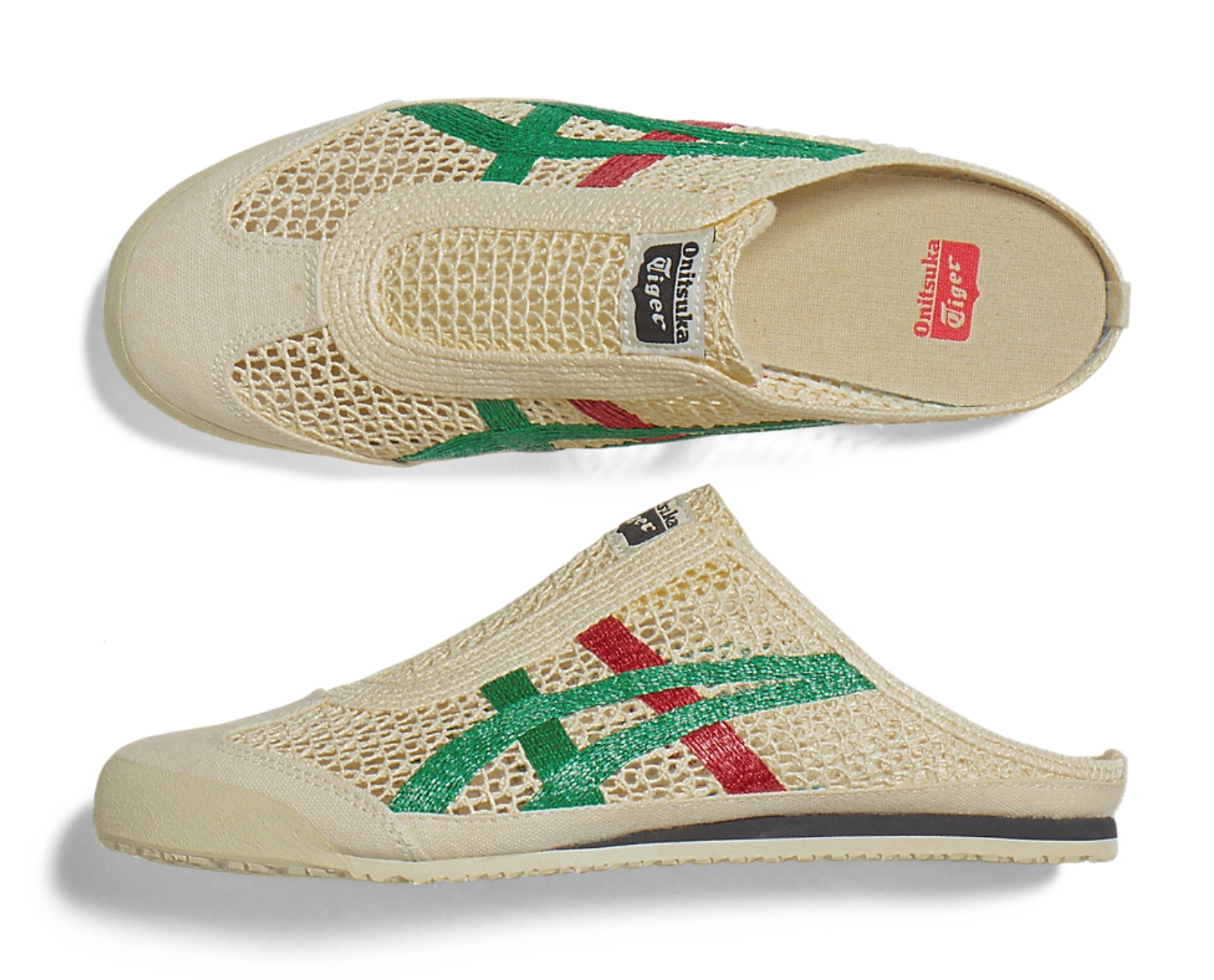 Onitsuka Tiger Mexico 66 Sabot Butter&Green&Red 鬼冢虎 墨西哥66网眼拖鞋 奶油&绿&红