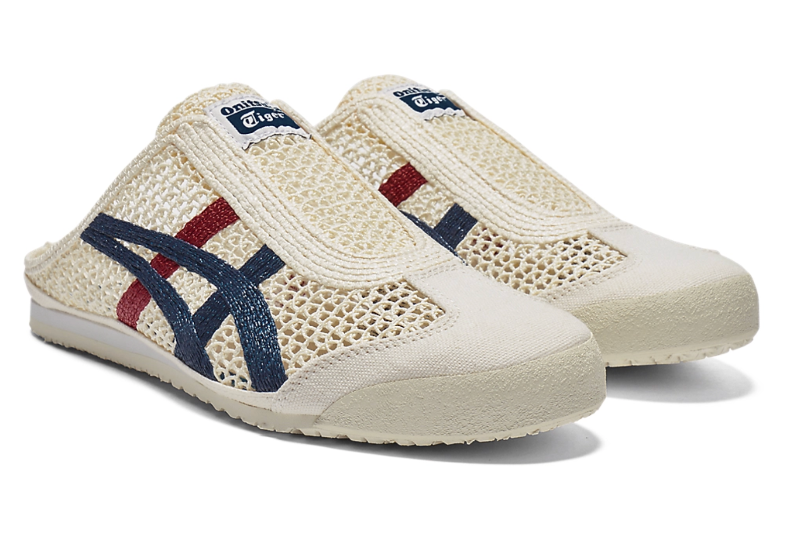 Onitsuka Tiger Mexico 66 Sabot Cream&Navy&Red 鬼冢虎 墨西哥66网眼拖鞋 奶油白&藏青&红