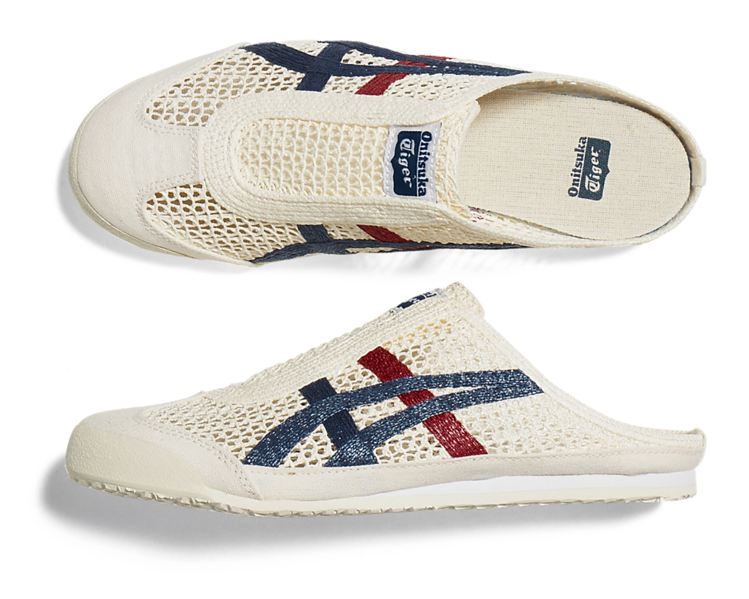 Onitsuka Tiger Mexico 66 Sabot Cream&Navy&Red 鬼冢虎 墨西哥66网眼拖鞋 奶油白&藏青&红