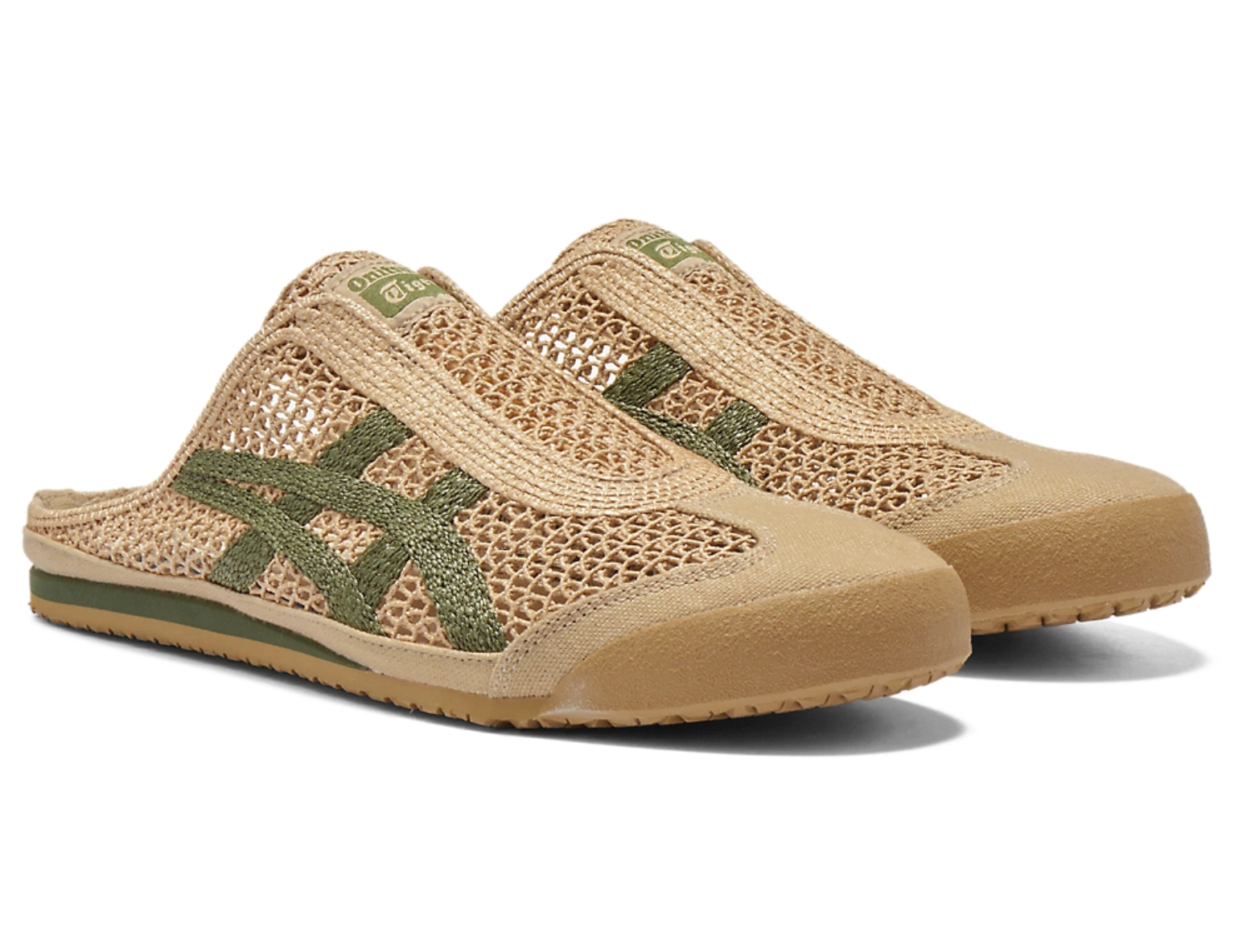 Onitsuka Tiger Mexico 66 Sabot Beige&Green 鬼冢虎 墨西哥66网眼拖鞋 浅褐色&绿色