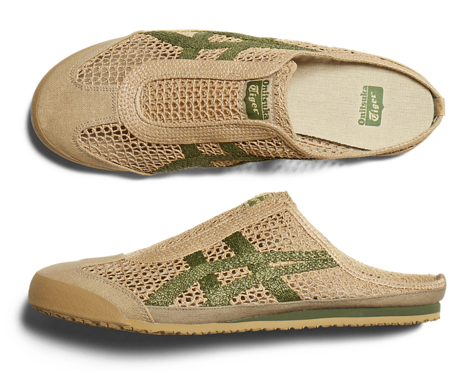 Onitsuka Tiger Mexico 66 Sabot Beige&Green 鬼冢虎 墨西哥66网眼拖鞋 浅褐色&绿色