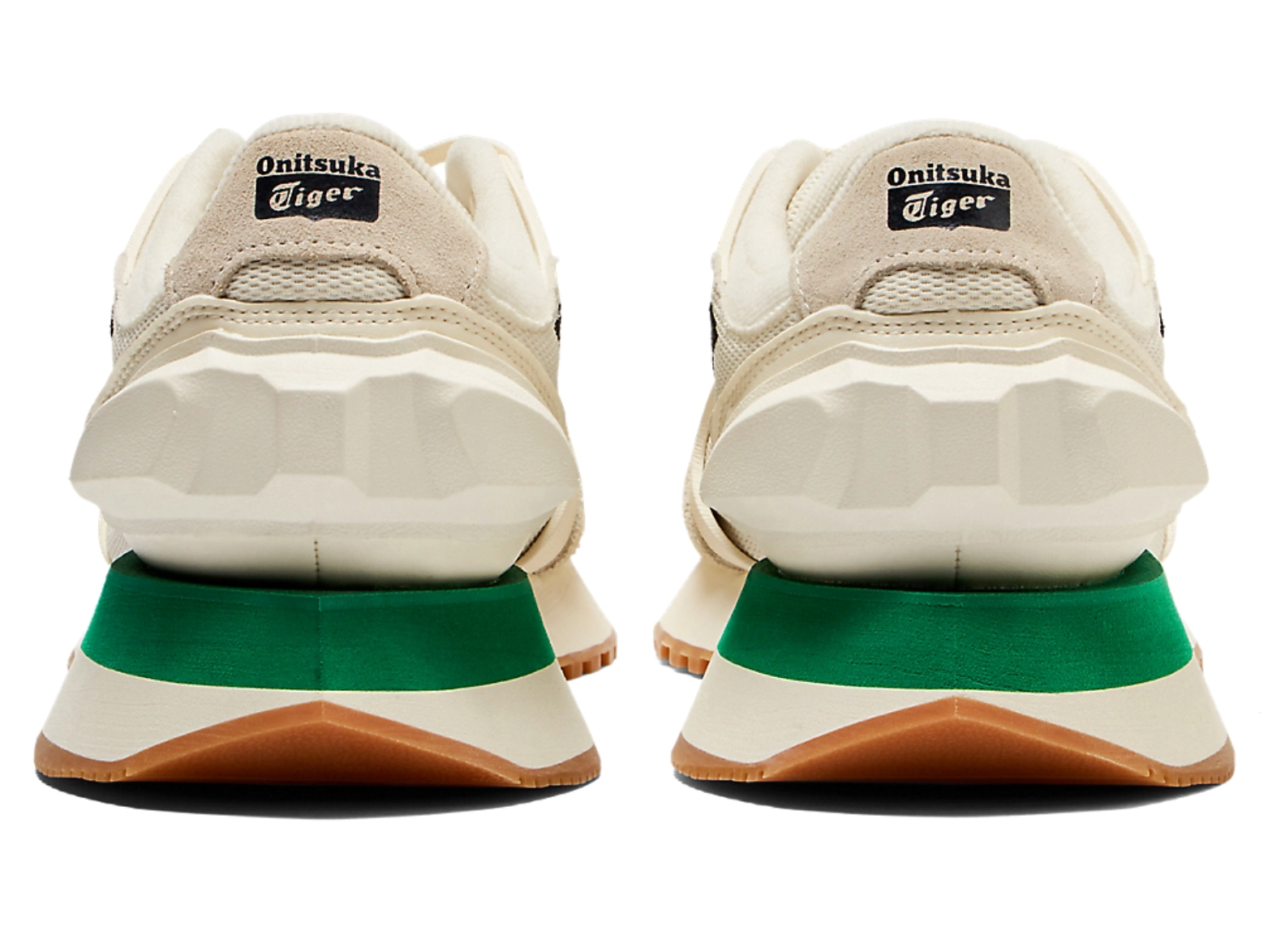 Onitsuka Tiger MOAGE CO White&Green 鬼冢虎 舒适系带休闲老爹鞋 厚底增高 米色【材质：织物+牛剖皮革】