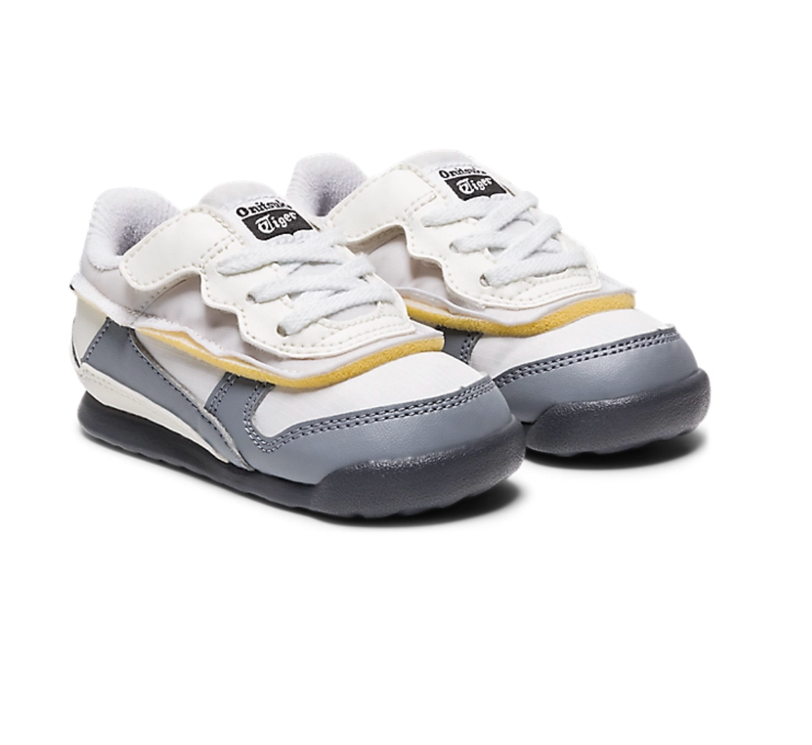 Onitsuka Tiger ADMIX RUNNER KIDS 鬼冢虎 儿童款 小童版 透气运动鞋 米色/灰色 【材质：织物+合成革】
